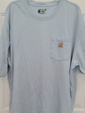 Carhartt Light Blue Loose Fit 2XL  Short-Sleeve Pocket Tee with Logo Patch